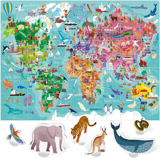 WORLD TOUR A giant puzzle consisting of 108 pieces - game contents and components