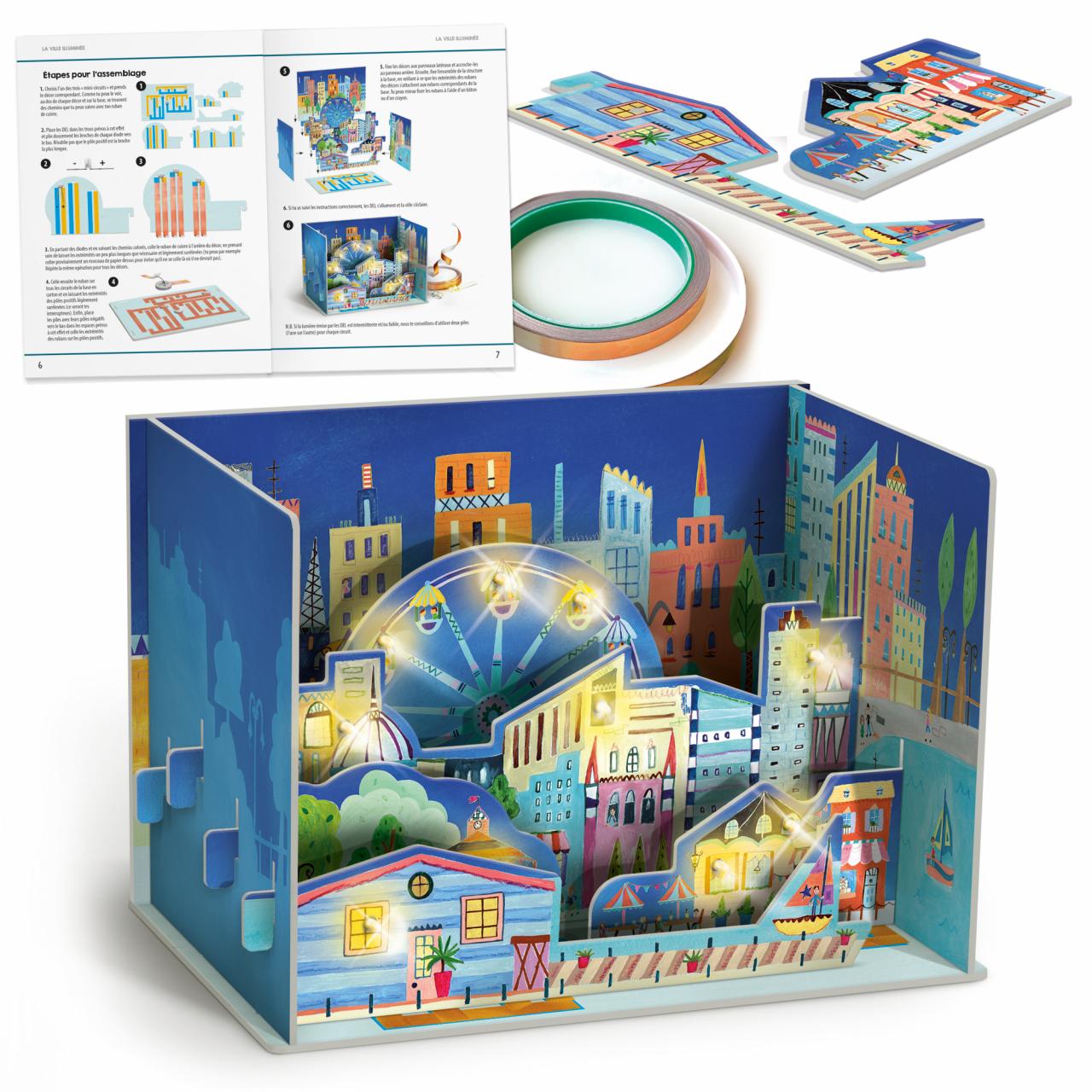 LA VILLE ILLUMINÉE Réalise un véritable circuit à LED - game contents and components