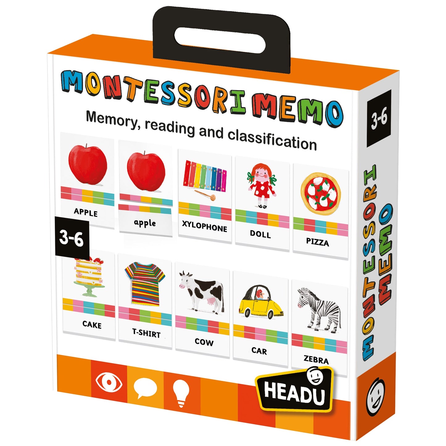MONTESSORI MEMO Memory, reading and classification - product box
